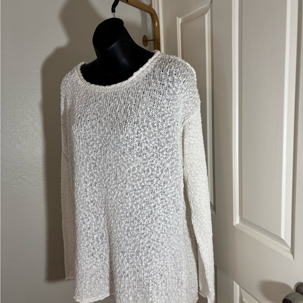 Talbots White Crew Neck Sweater with Textured Knit - Picture 8 of 12
